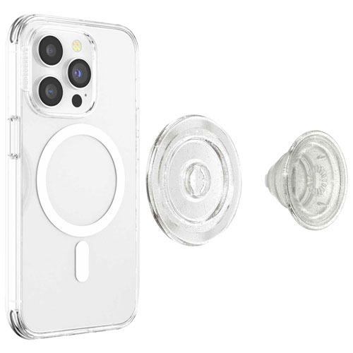 PopSockets PopGrip Universal Cell Phone Expanding Grip & Stand with MagSafe - Clear Glitter