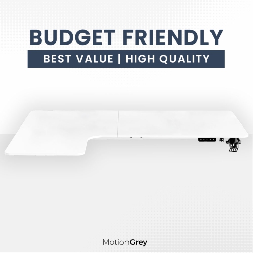 Bureau debout électrique ajustable gauche en L Pro de MotionGrey avec réglages de mémoire - Cadre blanc 63 x 43 po - Bureau ergonomique pour la