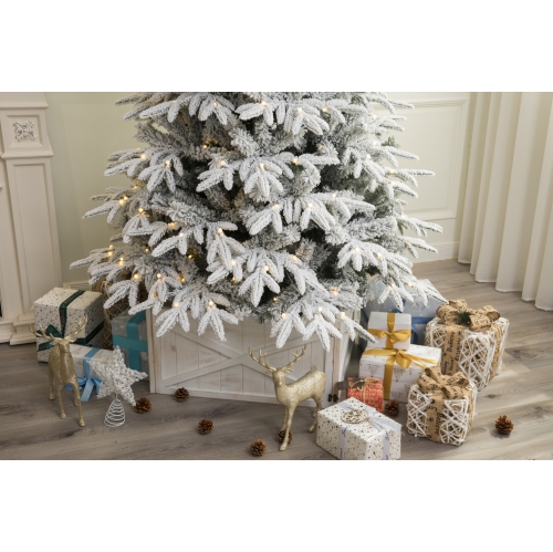 Arbre de Noël en épinette de forêt mince enneigée artificielle de 5 pi de Holiday Stuff illuminé par DEL