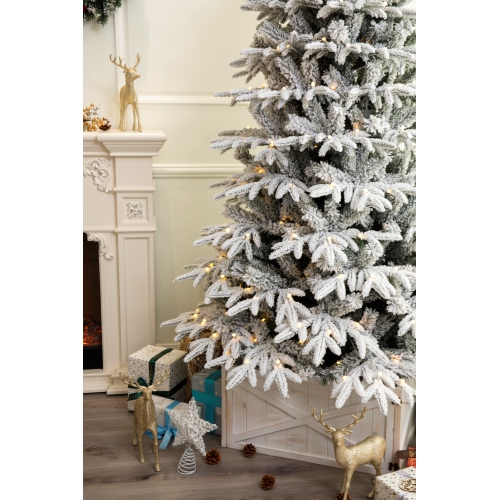 Arbre de Noël en épinette de forêt mince enneigée artificielle de 6 pi de Holiday Stuff illuminé par DEL