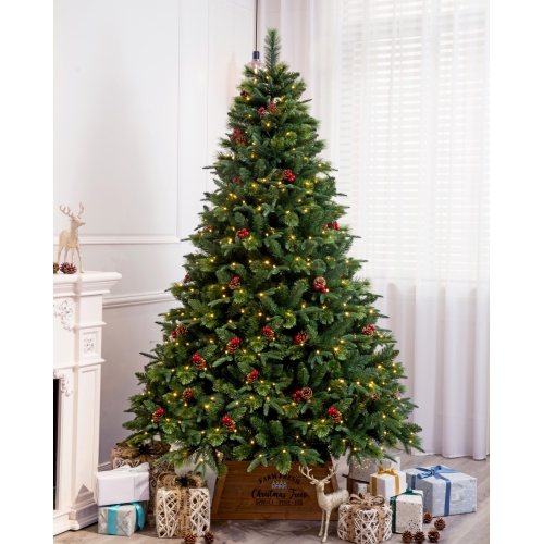 Holiday Stuff 7' True Nature Beauty Pine Christmas Tree Pre-lit with Dual LED Lights