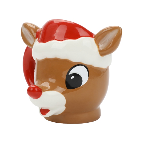 Rudolph the Red-Nosed Reindeer Santa Hat 14oz Sculpted Mug