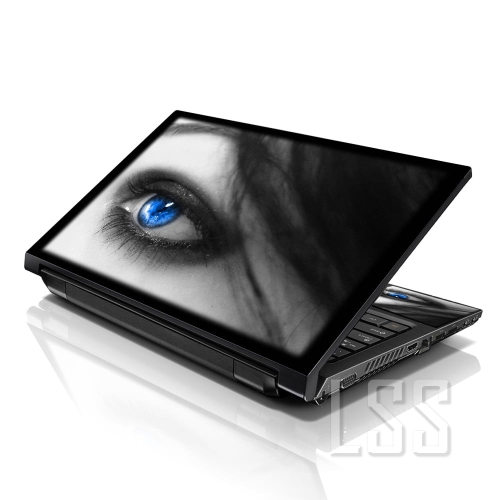 LSS 15 15.6 Inches Laptop Notebook Skin Sticker with 2 Wrist Pads - Reusable Cover Protector Vinyl Sticker Cover Decal Fits 13" - 16" - Blue Eye