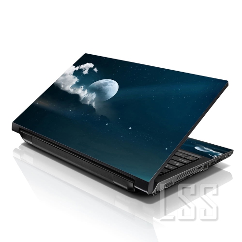 LSS 17 17.3 Inches Laptop Notebook Skin Sticker with 2 Wrist Pads - Reusable Cover Protector Vinyl Sticker Cover Decal Fits 17" - 19" - Moon Pattern