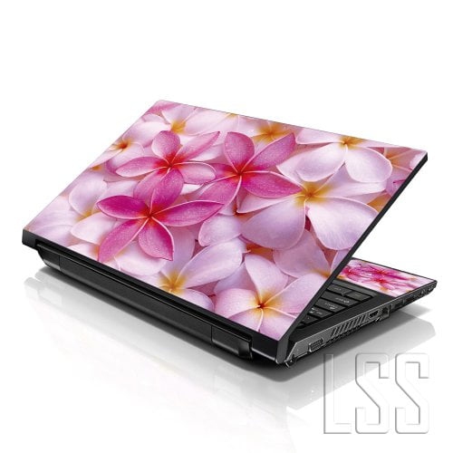 LSS  15 15.6 Inches Laptop Notebook Skin Sticker \w 2 Wrist Pads - Reusable Cover Protector Vinyl Sticker Cover Decal Fits 13" - 16" - Plumeria