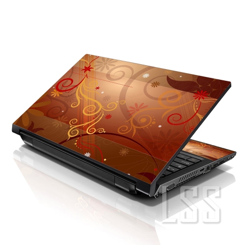 LSS  15 15.6 Inches Laptop Notebook Skin Sticker \w 2 Wrist Pads - Reusable Cover Protector Vinyl Sticker Cover Decal Fits 13" - 16" - Floral Vines