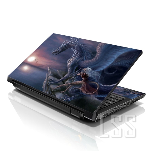 LSS  15 15.6 Inches Laptop Notebook Skin Sticker \w 2 Wrist Pads - Reusable Cover Protector Vinyl Sticker Cover Decal Fits 13" - 16" - Night Dragon