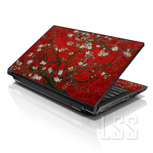 LSS 17 17.3 Inches Laptop Notebook Skin Sticker with 2 Wrist Pads - Reusable Cover Protector Vinyl Sticker Cover Decal Fits 17" - 19" - Red Almond