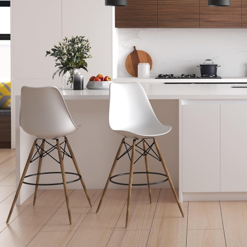 Eiffel Counter Height Bar Stools Set of 4, Kitchen Counter Stools with Back Seat And Foot Rest