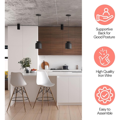 Eiffel Counter Height Bar Stools Set of 4, Kitchen Counter Stools with Back Seat And Foot Rest