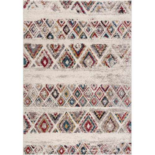 RUG BRANCH  Safa Contemporary Boho Cream/red Indoor Area Rug
