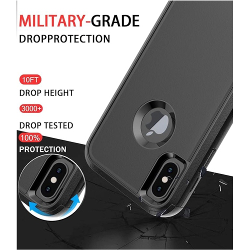 XCRS Heavy Duty Triple Layer Defender Cover with Shockproof Protection Case for Apple iPhone X / iPhone XS