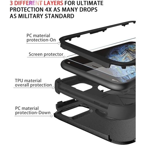 XCRS Heavy Duty Triple Layer Defender Cover with Shockproof Protection Case for Apple iPhone X / iPhone XS