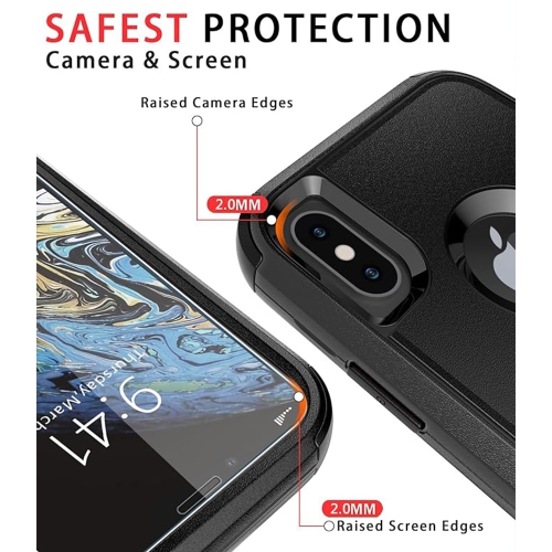 XCRS Heavy Duty Triple Layer Defender Cover with Shockproof Protection Case for Apple iPhone X / iPhone XS
