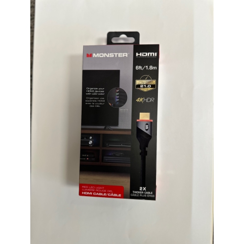 Ensemble câble HDMI haute vitesse 6 pi 4K MHV1-1028-RED, DEL rouge et DEL bleue (1) de Monster