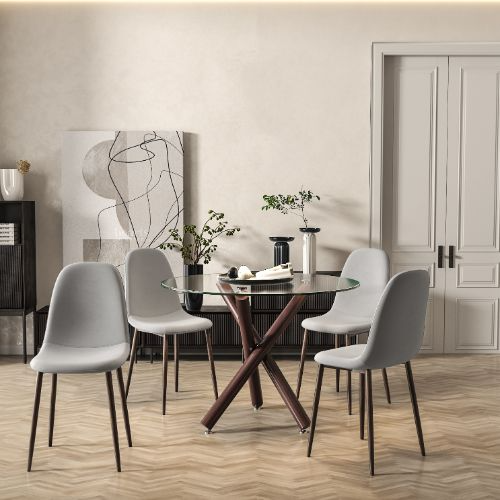 Aykah Sera Dining Chair Set of 4, Upholstered Velvet Dining Chairs for Kitchen, Dining Room, Pre Assembled Side Chairs