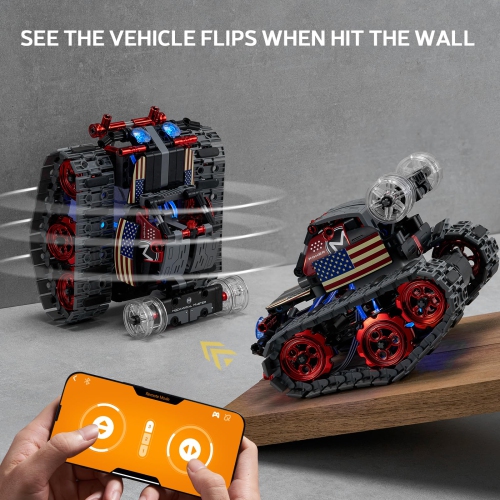 Robot Building Kit, Stem Toys for Kids, Remote & APP Controlled 4 in 1 Wall Robot/Stunt Car/Triangle Robot, Birthday Gifts Toys for Boys Girls 6 8 10