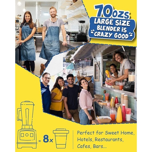 CRANDDI 1500W Professional Commercial Blender - Black