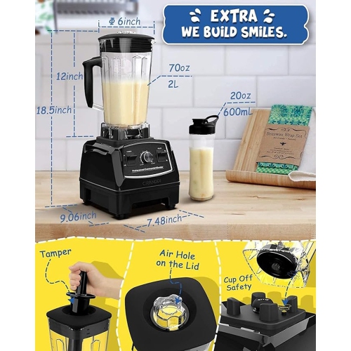 CRANDDI 1500W Professional Commercial Blender - Black