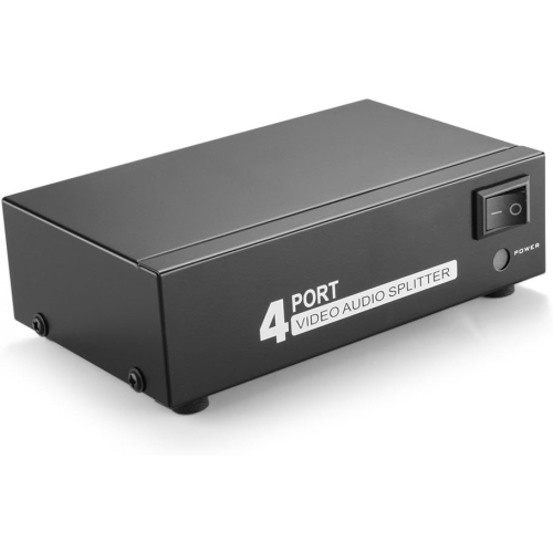TNP AV Splitter 1 in 4 Out 3 RCA Composite Video L/R Audio Splitter  Amplifier Distribution Split Box for Cable Box DVD