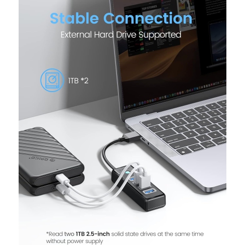 Concentrateur USB 3,0 à 4 ports, répartiteur USB pour portable avec câble  0,49 pi, extension multiUSB, transfert de données rapide