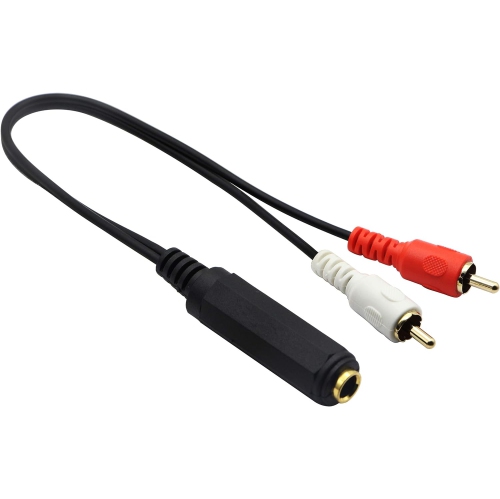 6,35 mm – Câble répartiteur en y à 2 RCA, 6,35 mm plaqué or  (1/4 po) TRS femelle à 2 mm (double) RCA audio stéréo mâle