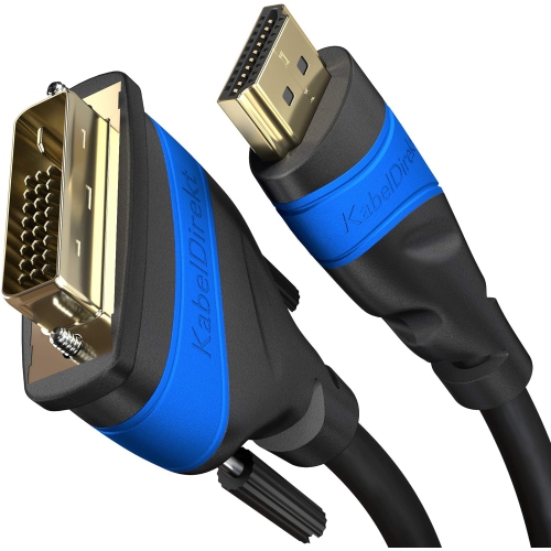 Câble adaptateur DVI HDMI avec stabilisateur de l'image A.I.S. Protection  contre les interférences de signal – 1,5 m (câble de moniteur  bidirectionnel DVI-D 24+1/HDMI