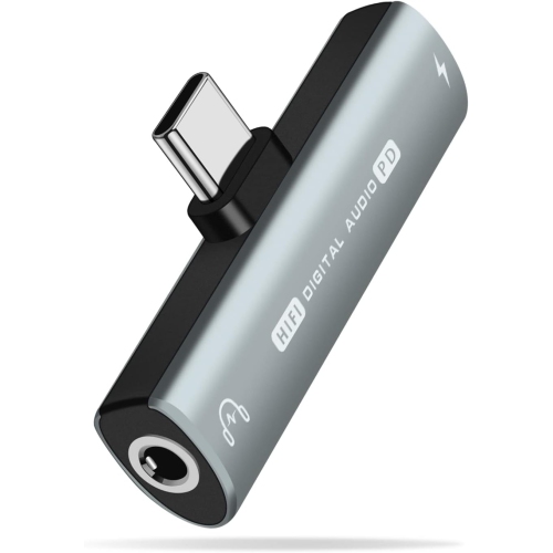 Adaptateur USB C vers Prise Jack 3,5 mm et Chargeur, Adaptateur Casque 2 en  1 de Type C avec Contrôle du Volume de Charge Musicale, Compatible avec