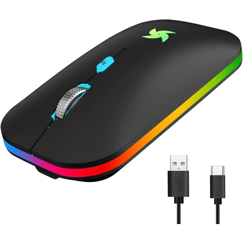 Souris sans fil 2,4 GHz avec récepteur USB pour ordinateur portable, souris  sans fil rechargeable, compatible avec Apple MacBook Air/Pro, iPad, Mac