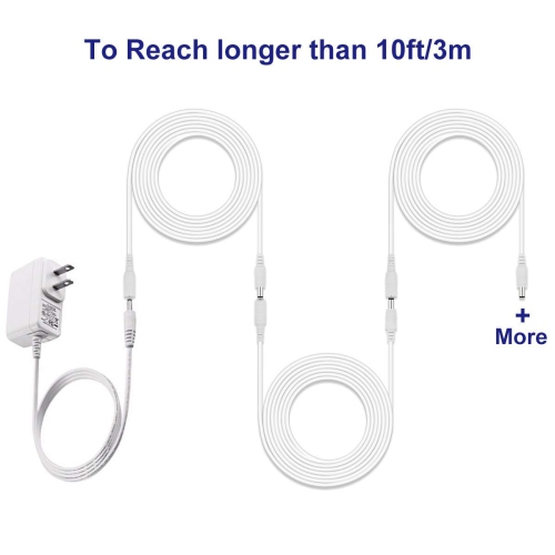 Power Extension Cable, 2 Pack 33ft 2.1mm x 5.5mm, Compatible with Universal 12V DC Adapter Cord or Wall Charger