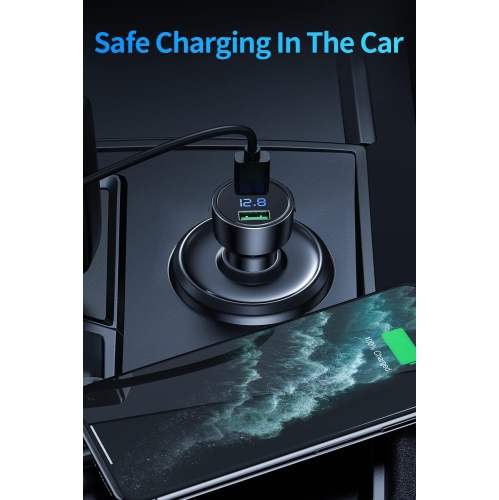 Chargeur pour l'auto, mini allume-cigare Chargeur USB pour l'auto 2 ports 5&nbsp;V adaptateur 4,8&nbsp;A en métal pour l'auto avec câble de