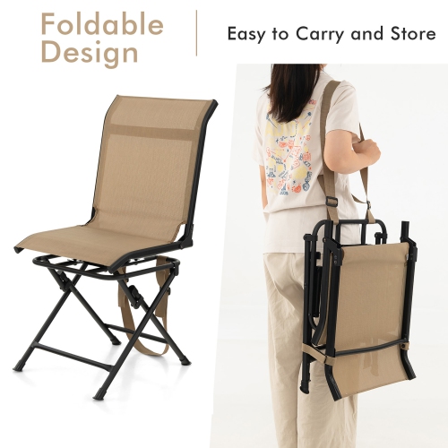 Gymax Folding 360° Silent Swivel Hunting Chair Blind Chair All-weather Outdoor