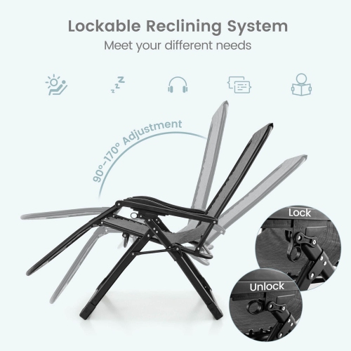 Gymax Chair Folding Recliner Lounge Chair w/ Cushion Cup Holder