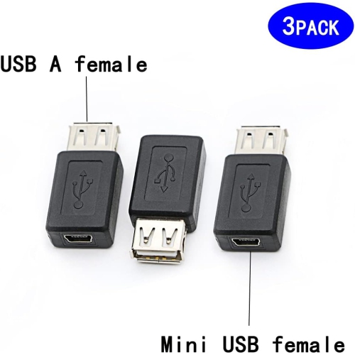 3 Pack USB 2.0 A Female to USB B Mini 5 Pin Female Adapter Converter