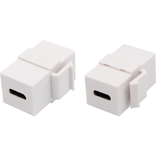 DOLAER  USB C Keystone Jack Adapter USB 3.1 Type-C Female to Female Keystone Insert Socket Coupler Adapter for Wall Plate Outlet Panel (White/2 Pack)