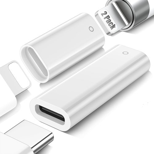 2-Pack USB C to Pencil 1st Gen Adapter + for Lightning Charging Adapter for Apple Pen 1 Generation USB-C Female to Lightning Female Adapter Pairing