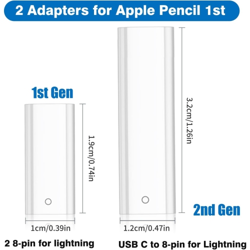 2-Pack USB C to Pencil 1st Gen Adapter + for Lightning Charging Adapter for Apple Pen 1 Generation USB-C Female to Lightning Female Adapter Pairing