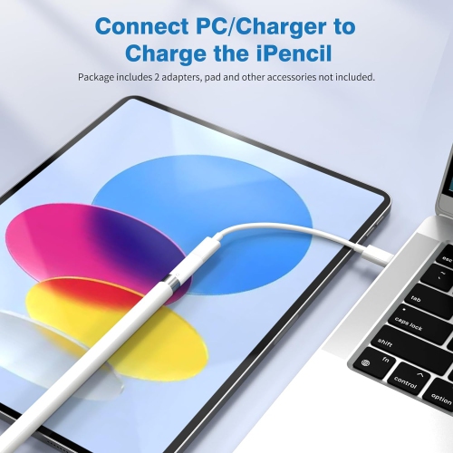 2-Pack USB C to Pencil 1st Gen Adapter + for Lightning Charging Adapter for Apple Pen 1 Generation USB-C Female to Lightning Female Adapter Pairing