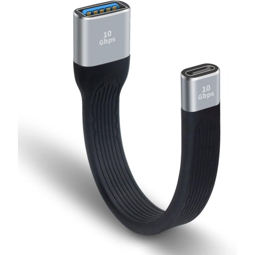 P USB C Female to USB Female Adapter, 10Gbps USB C to USB 3.1 Adapter Cable, USB C Female to USB A Female Adapter Soft Flat Short USB C to USB A