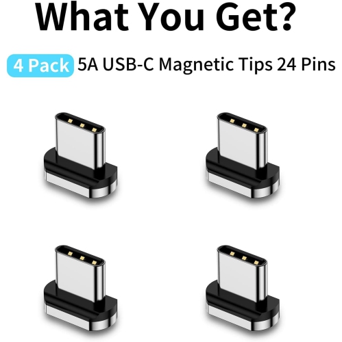 C Magnetic Connector Tips Head 24 Pins for USB-C Android Devices, only Compatible 100W Magnetic USB-C Adapter USB 3.1