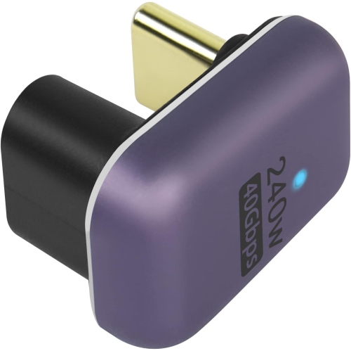 DOLAER  240W 40GBps USB C U Shaped Adapter USB4.0 Type C Male to Female 180 Degree Angle Connector, Led Indicator 8K60Hz Audio And Video
