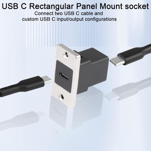 Q 10Gbps USB C Rectangular Panel Adapter USB C 3.1 Female to Female Panel Mount Connector USB C Mounting Socket Data Module 5V/2.1A Charging,