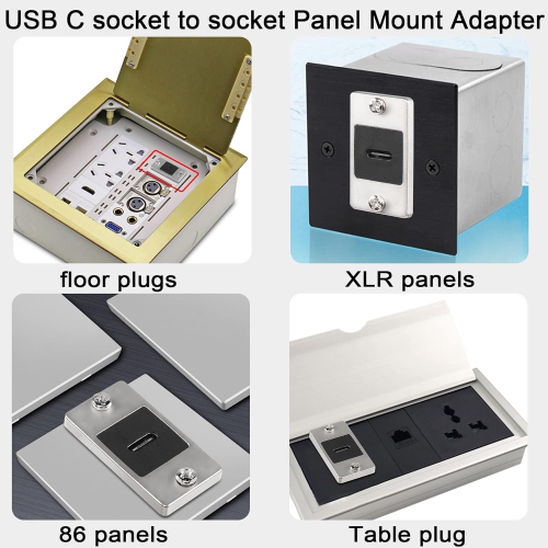 Q 10Gbps USB C Rectangular Panel Adapter USB C 3.1 Female to Female Panel Mount Connector USB C Mounting Socket Data Module 5V/2.1A Charging,