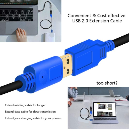Câble de rallonge USB 2,0 10&nbsp;pi, câbles de rallonge USB H - très long câble 2,0&nbsp;A mâle vers A femelle,pour imprimante, clavier, console de