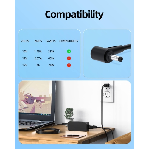 UL Listed AC Charger Fit for Asus Vivobook Flip TP201SA TP201 TP201S TP401CA TP401NA TP401C TP401N TP401 TP202NA TP202N TP202 J202NA J202N J202