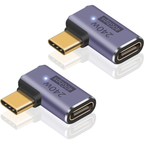 DOLAER  P USB C Right Angle Adapter Pd 240W, Right Angle USB C Adapter 40GBps, 90 Degree USB C Adapter Male to Female USB C L Shape Adapter w 8K60Hz