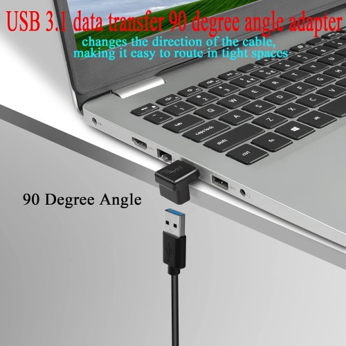 Q USB 3.1 90°Angle Adapter 10Gbps USB 3.1 Male to Female L-Angle Connector USB A 3.1 Right Angle Coupler, Support 3A Charging OTG Data Transfer, 2Pcs