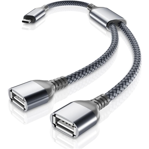 DOLAER  B USB C Male to Dual USB Female Cable Adapter 1Ft, Thunderbolt 3 to Double Type A 2.0 Otg Splitter Cord Converter Multiple Hub For