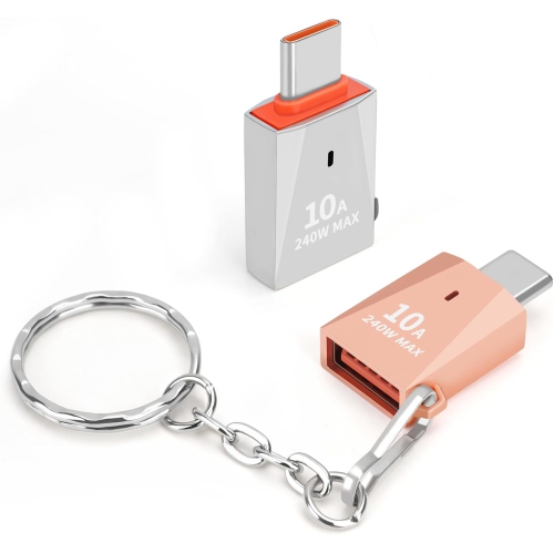 DOLAER  Upgraded Zinc Alloy USB C to USB Adapter 2 Pack, Type C Male to USB 3.0 Female Converter, Otg Adapter \w Keychain, Compatible \w Ipad Samsung
