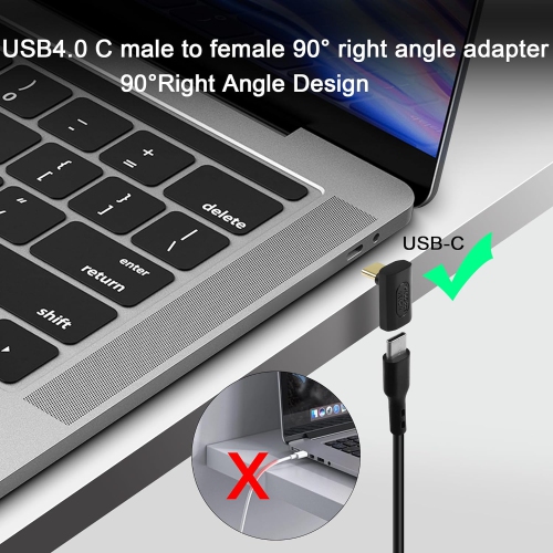 240W USB4.0 C 90 Degree Angle Adapter 40Gbps Type C 4.0 Male to Female Right Angle Connector, Support 8K Audio/Video 240W/50V Charging, for Tablet